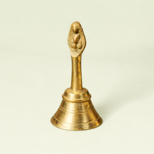 Handcrafted Brass Puja Bell with Cobra Handle–Traditional Temple.