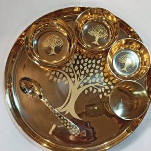 Premium Luxury Kansa Thali Set with Bowls & Spoon Ayurvedic.